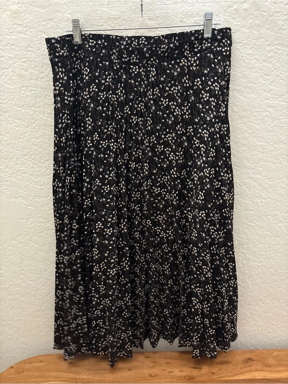 Max Studio Black Maxi Skirt with Cream Floral Print